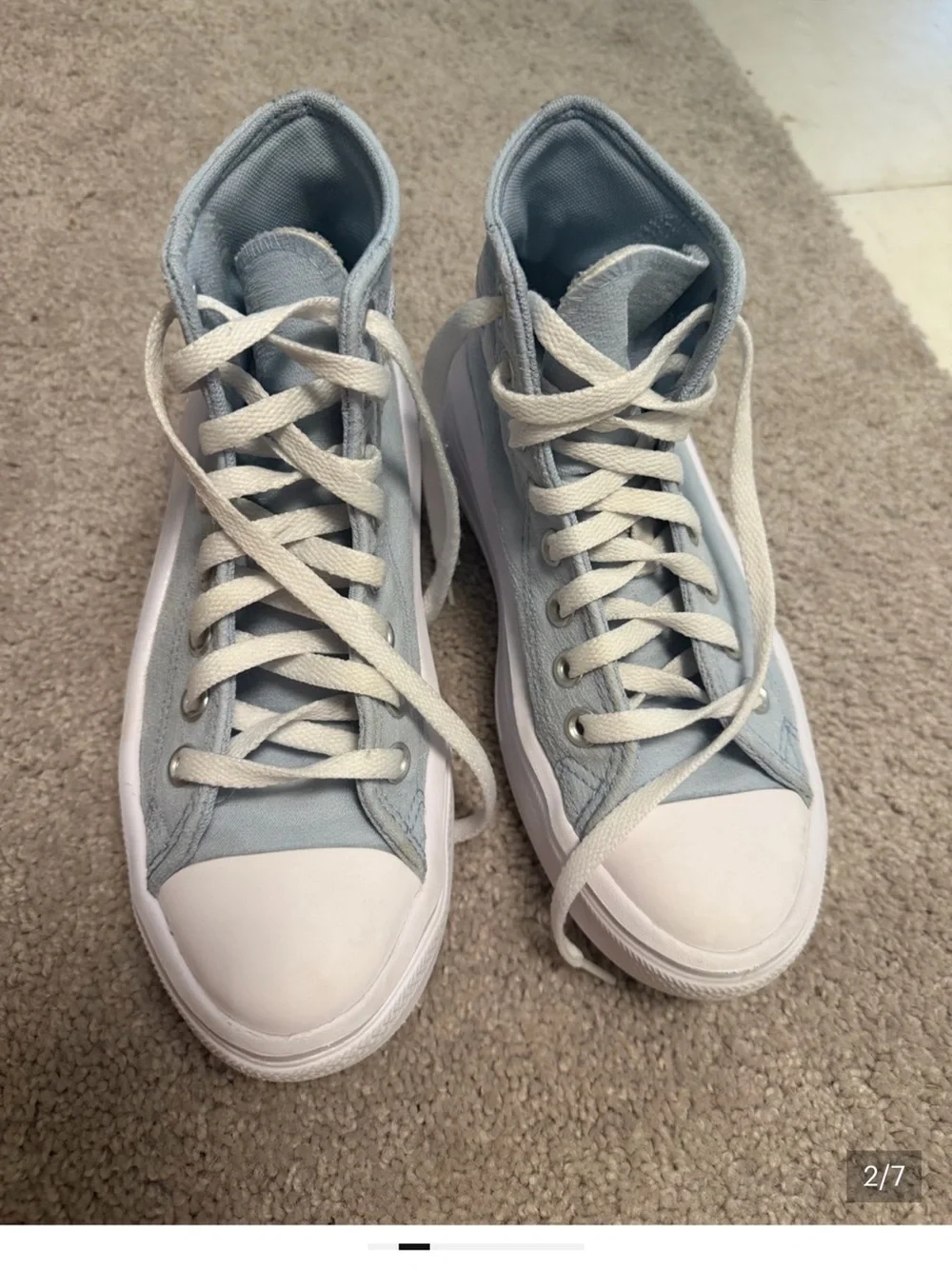 Converse Pale Blue High-Top Platform Sneakers